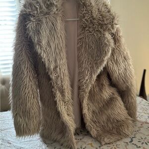 H&M fuzzy beige faux fur